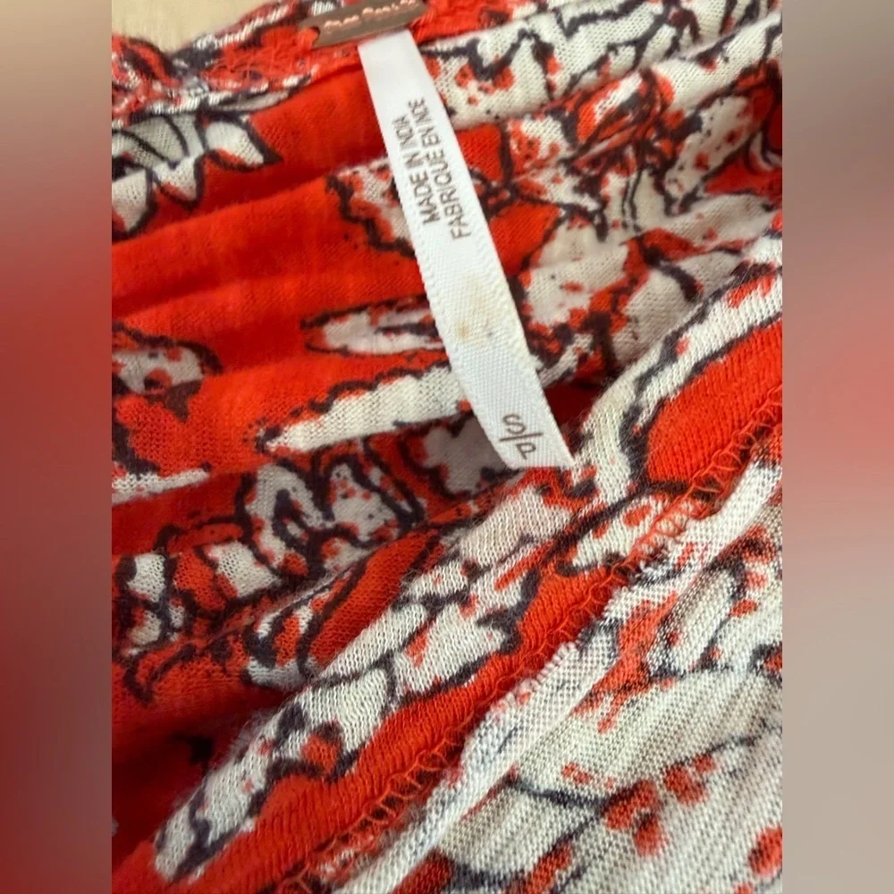 Ruched V-Neck Floral Long-Sleeve Top in Orange